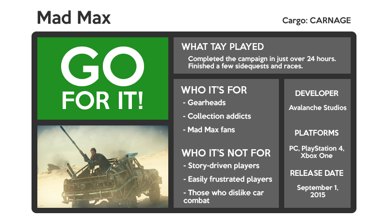 Illustration for article titled Mad Max: The TAY Review